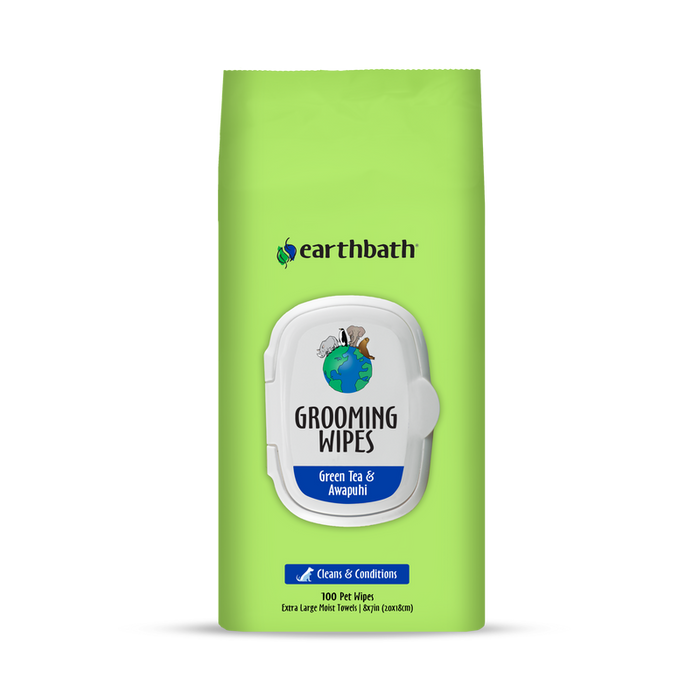 Earthbath Grooming Wipes, Green Tea & Awapuhi (100 Count)