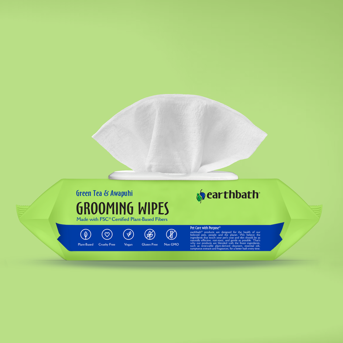Earthbath Grooming Wipes, Green Tea & Awapuhi (100 Count)
