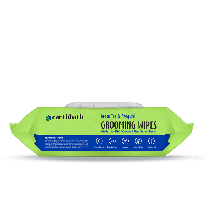 Earthbath Grooming Wipes, Green Tea & Awapuhi (100 Count)