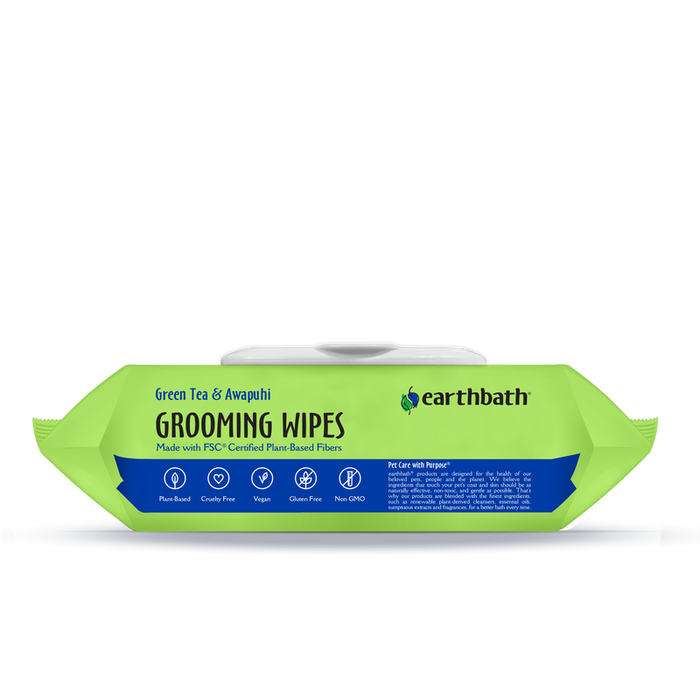 Earthbath Grooming Wipes, Green Tea & Awapuhi (100 Count)