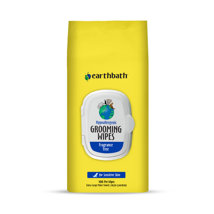 Earthbath Hypo-Allergenic Grooming Wipes, Fragrance Free (100 Count)