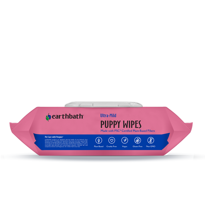 Earthbath Ultra-Mild Puppy Wipes, Wild Cherry (100 Count)