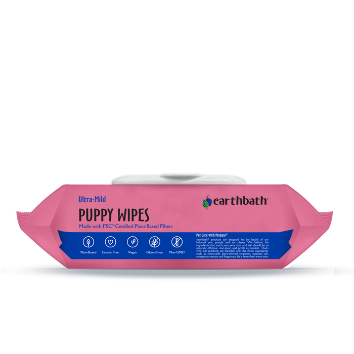 Earthbath Ultra-Mild Puppy Wipes, Wild Cherry (100 Count)