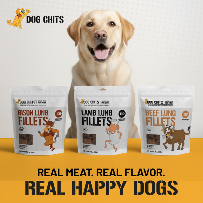Dog Chits Pet Products Bison Lung Fillet Treats for Dogs - 10 oz