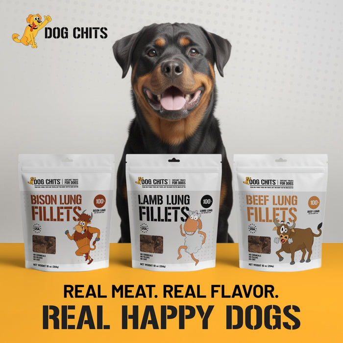 Dog Chits Pet Products Beef Lung Fillets Dog Treats- 10 oz.