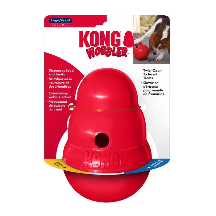 KONG Wobbler Food and Treat Dispenser Dog Toy Red LG - Image 7