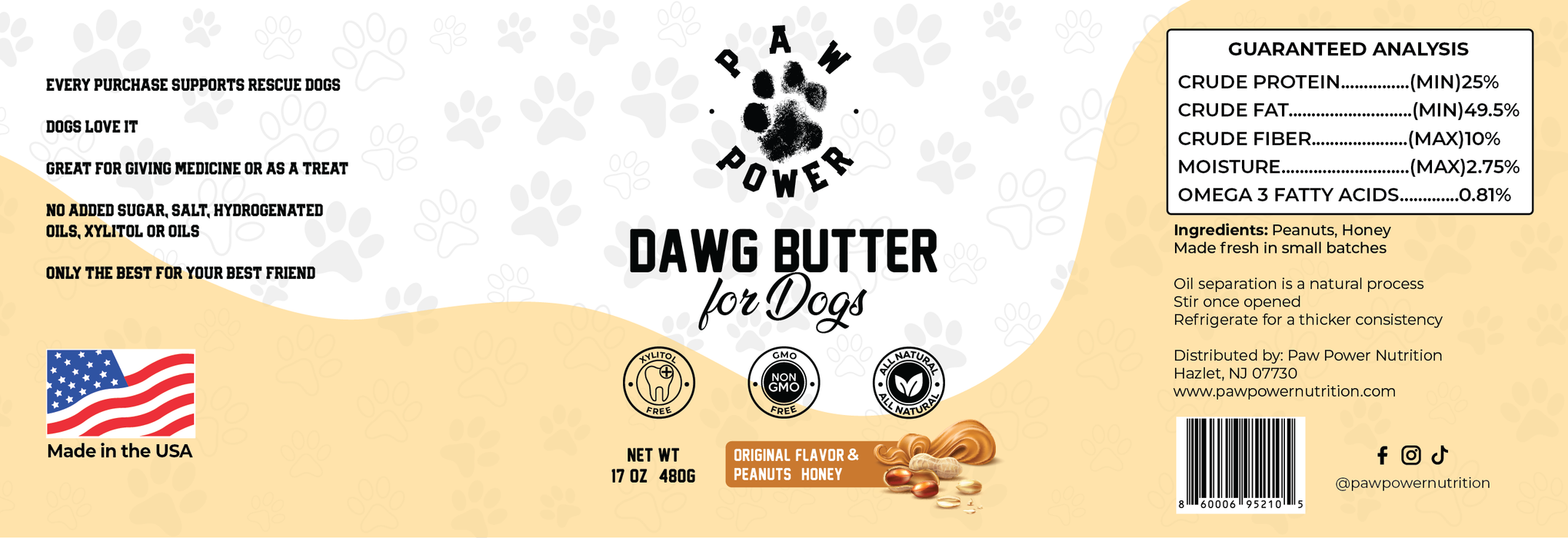 Paw Power Nutrition Dawg Butter Original Flavor Food Topper