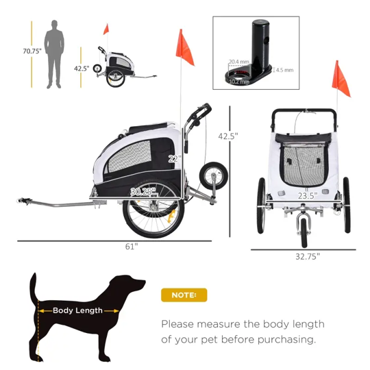 Furr Baby Gifts Elite II 2-In-1 Pet Dog Bike Trailer and Stroller