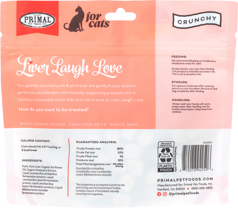 Primal Pet Foods Liver Laugh Love Simply Pork Freeze-Dried Treats for Cats 1.5oz - 1 - Image 8