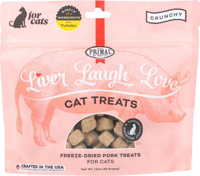 Primal Pet Foods Liver Laugh Love Simply Pork Freeze-Dried Treats for Cats 1.5oz - Image 8
