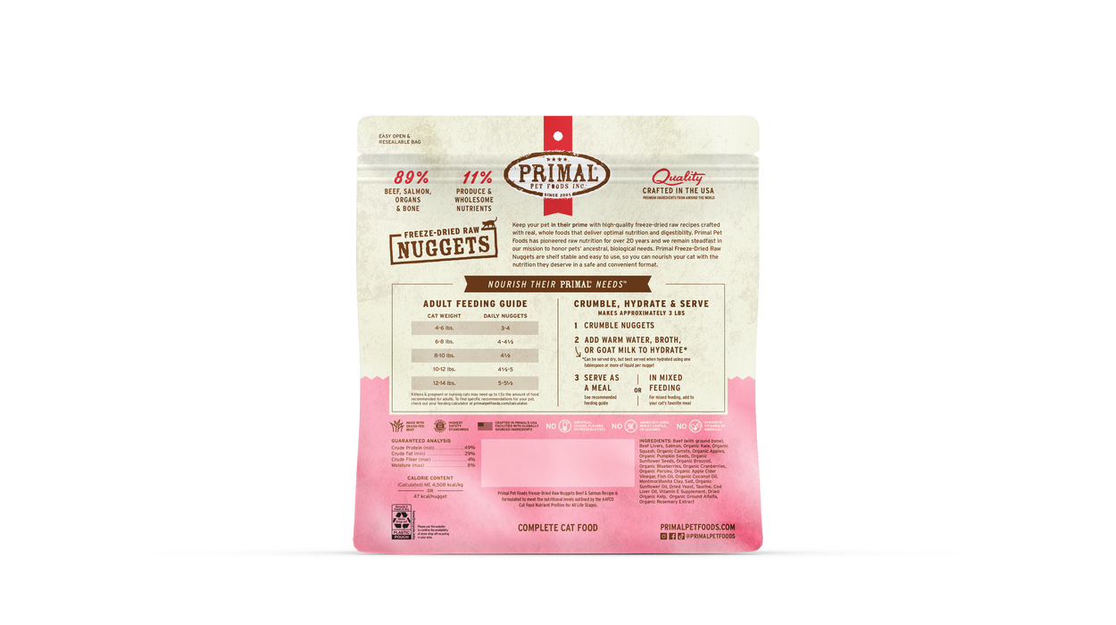 Primal Pet Foods Beef & Salmon Formula Freeze-Dried Raw Nuggets Cat Food - 2 - Image 10