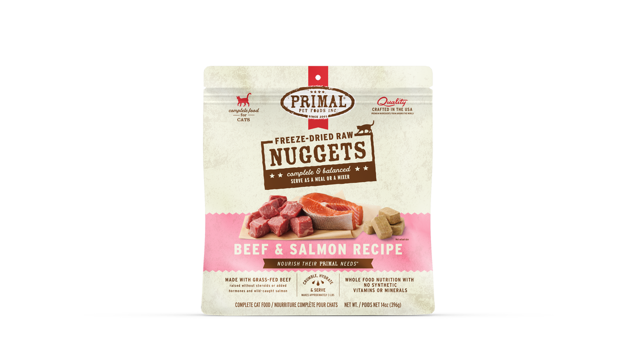 Primal Pet Foods Beef & Salmon Formula Freeze-Dried Raw Nuggets Cat Food - Image 10