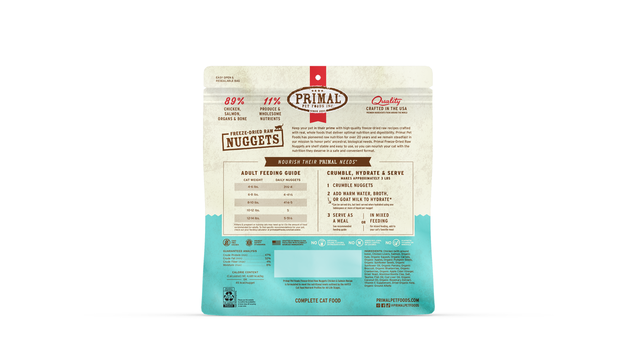 Primal Pet Foods Chicken & Salmon Formula Freeze-Dried Raw Nuggets Cat Food - 2 - Image 9
