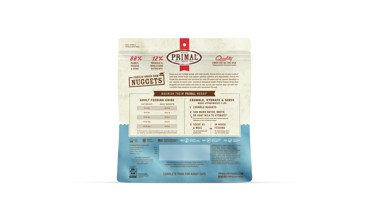 Primal Pet Foods Rabbit Formula Freeze-Dried Raw Nuggets Cat Food - 2 - Image 9