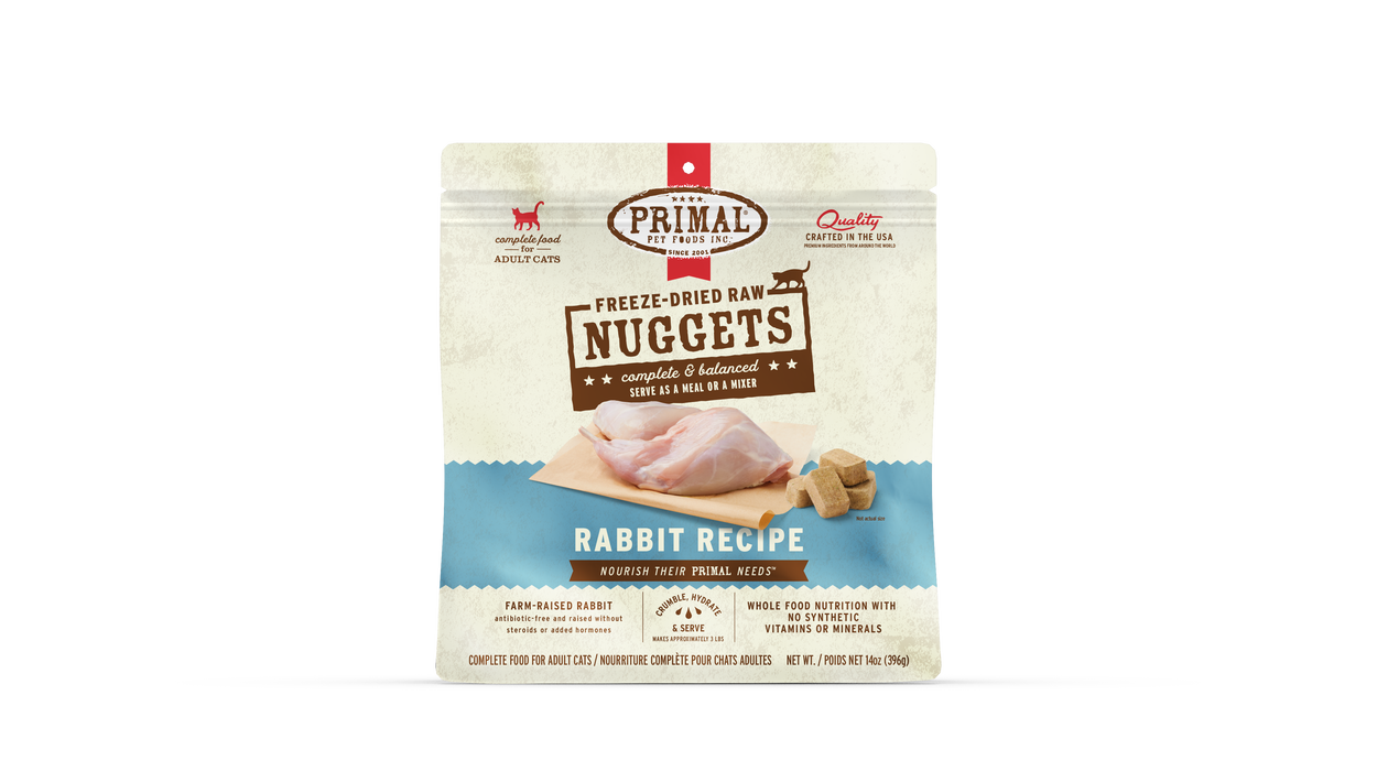 Primal Pet Foods Rabbit Formula Freeze-Dried Raw Nuggets Cat Food - Image 9