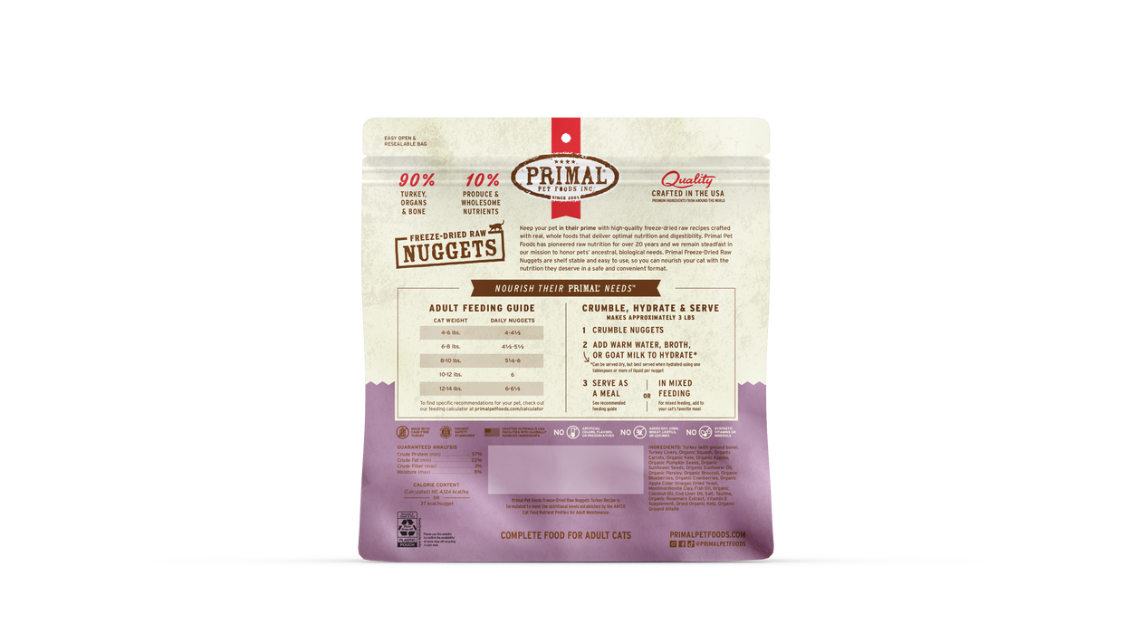 Primal Pet Foods Turkey Formula Freeze-Dried Raw Nuggets Cat Food - 2 - Image 10