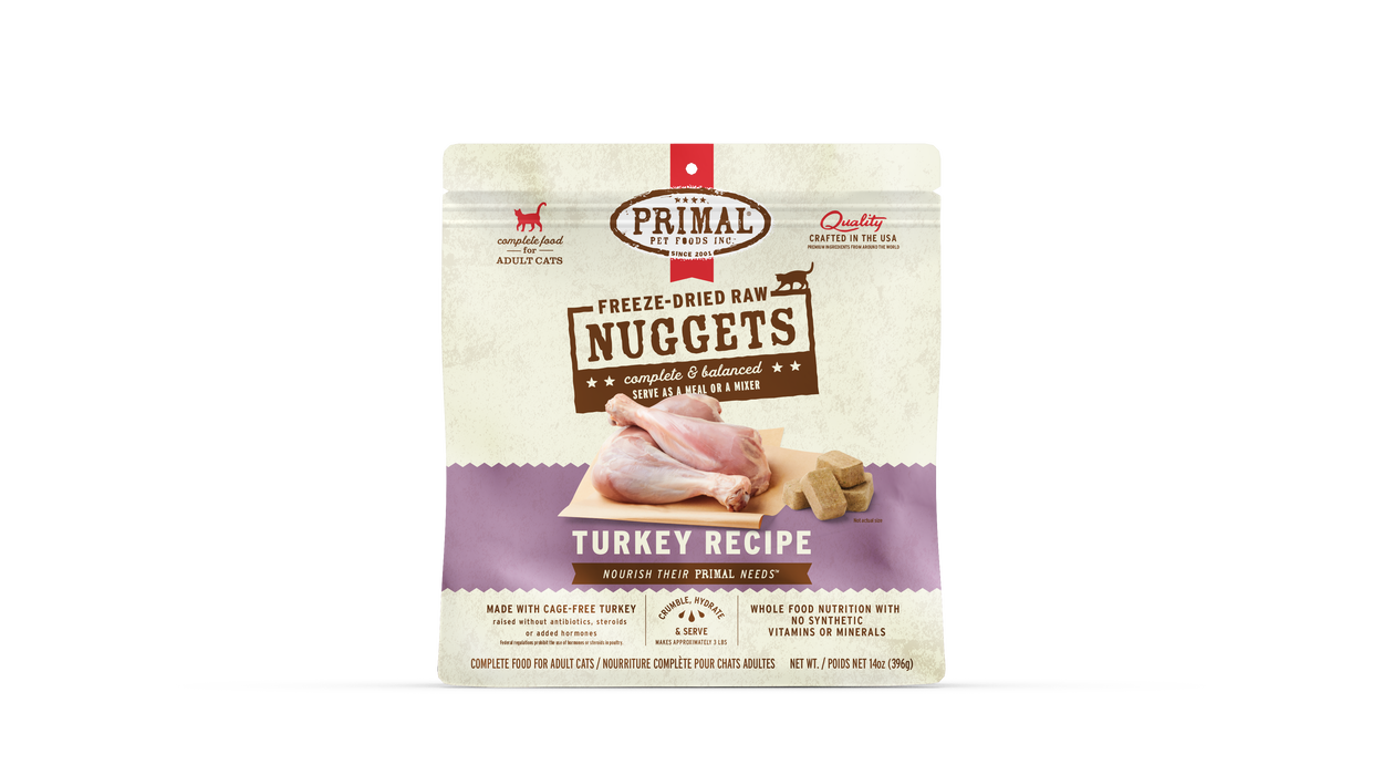 Primal Pet Foods Turkey Formula Freeze-Dried Raw Nuggets Cat Food - Image 10
