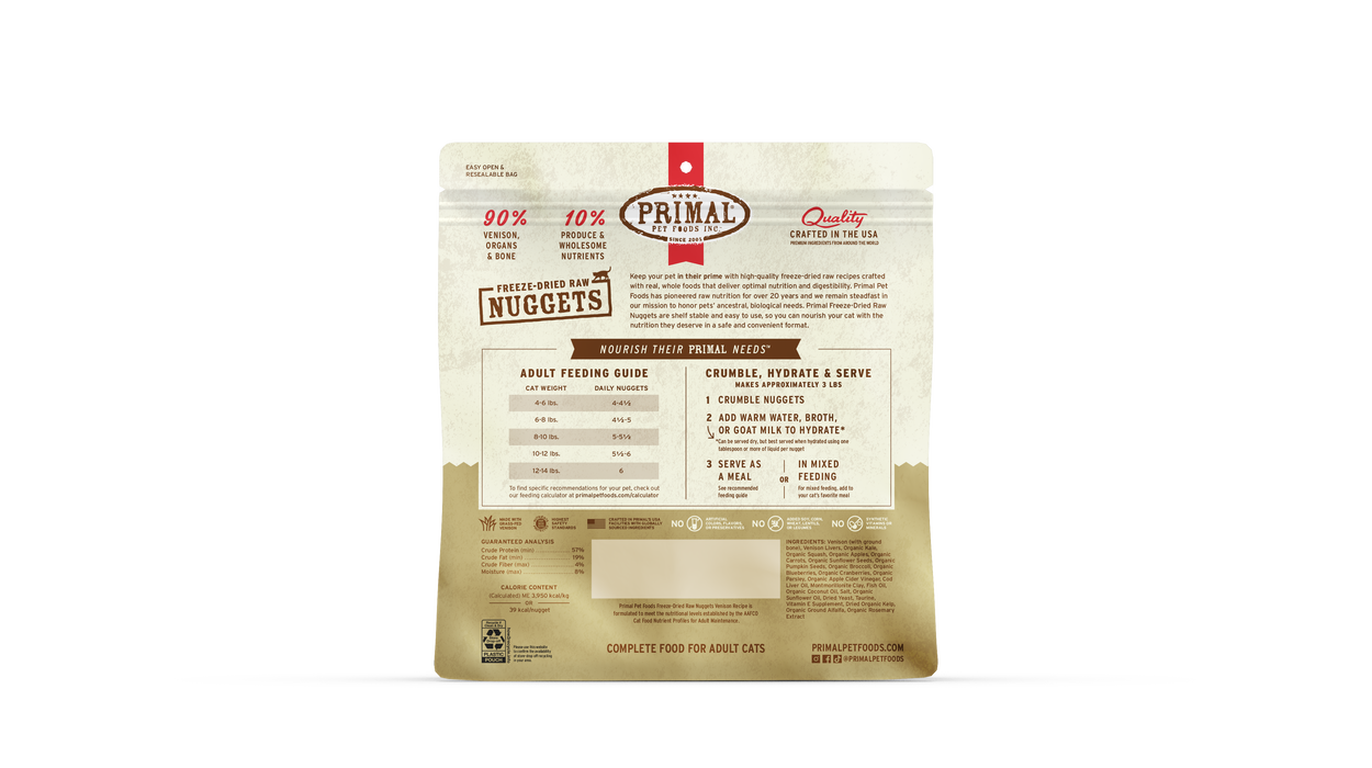 Primal Pet Foods Venison Formula Freeze-Dried Raw Nuggets Cat Food - 2 - Image 10