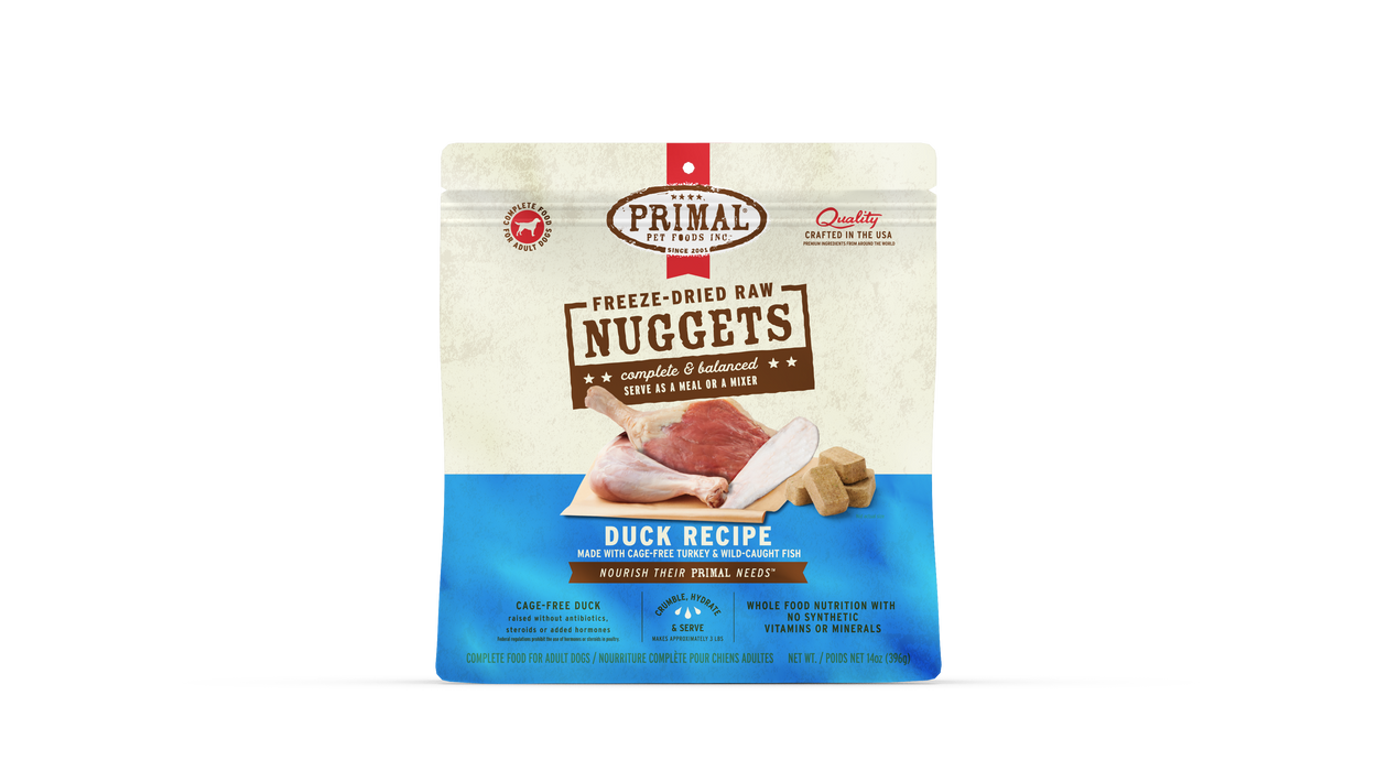 Primal Pet Foods Duck made with Turkey & Fish Formula Freeze-Dried Raw Nuggets Dog Food - Image 11