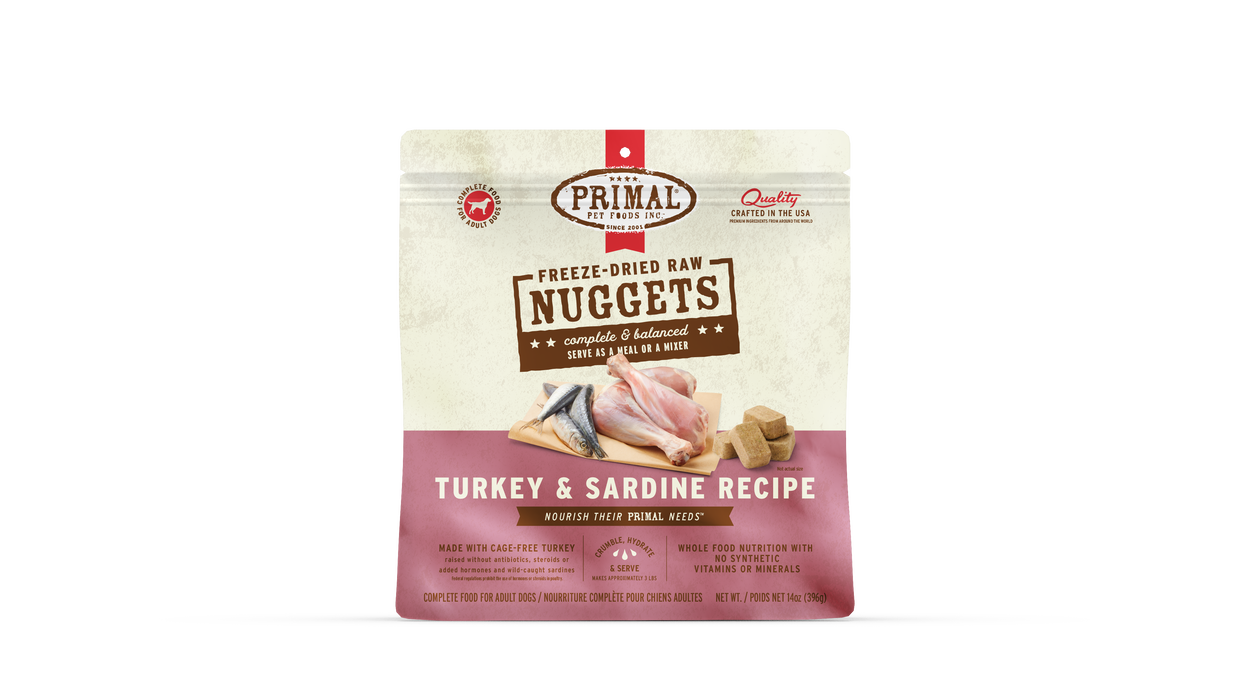 Primal Pet Foods Turkey & Sardine Formula Freeze-Dried Raw Nuggets Dog Food - Image 12