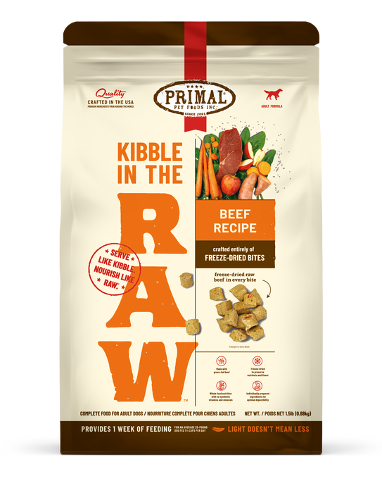 Primal Pet Foods - Primal Pet Foods Beef Recipe Kibble in the Raw Dog Food