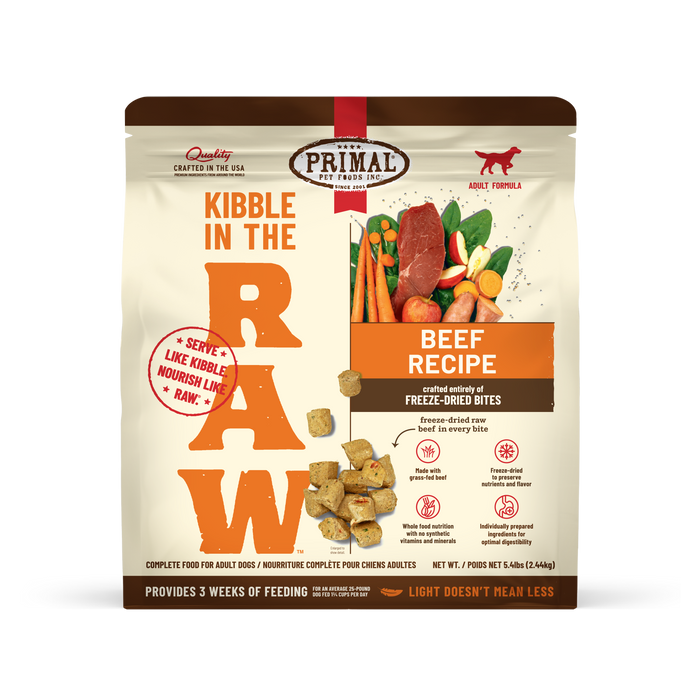 Primal Pet Foods - Primal Pet Foods Beef Recipe Kibble in the Raw Dog Food