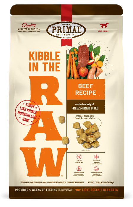 Primal Pet Foods - Primal Pet Foods Beef Recipe Kibble in the Raw Dog Food