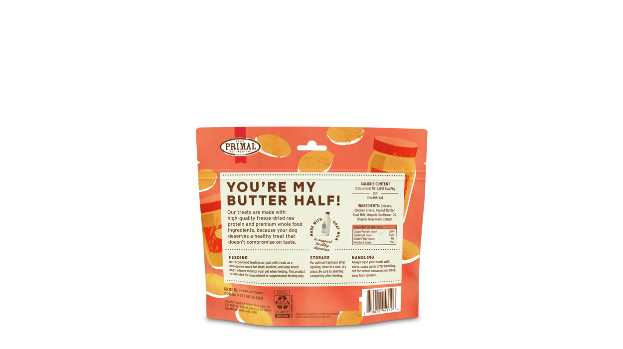Primal Pet Foods You're My Butter Half - Chicken & Peanut Butter with Goat Milk Dog Treats 2oz - 1 - Image 7