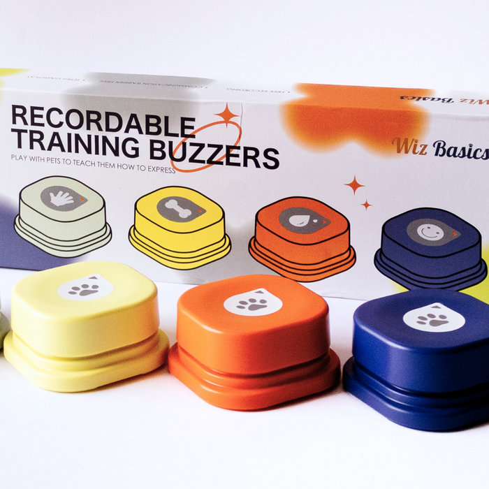 Wiz Basics Recordable Training Buttons for Dogs (Set of 4 With Mat)