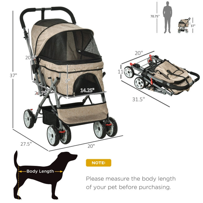 Furr Baby Gifts Pet Foldable Travel Carriage Stroller with Reversible Handle