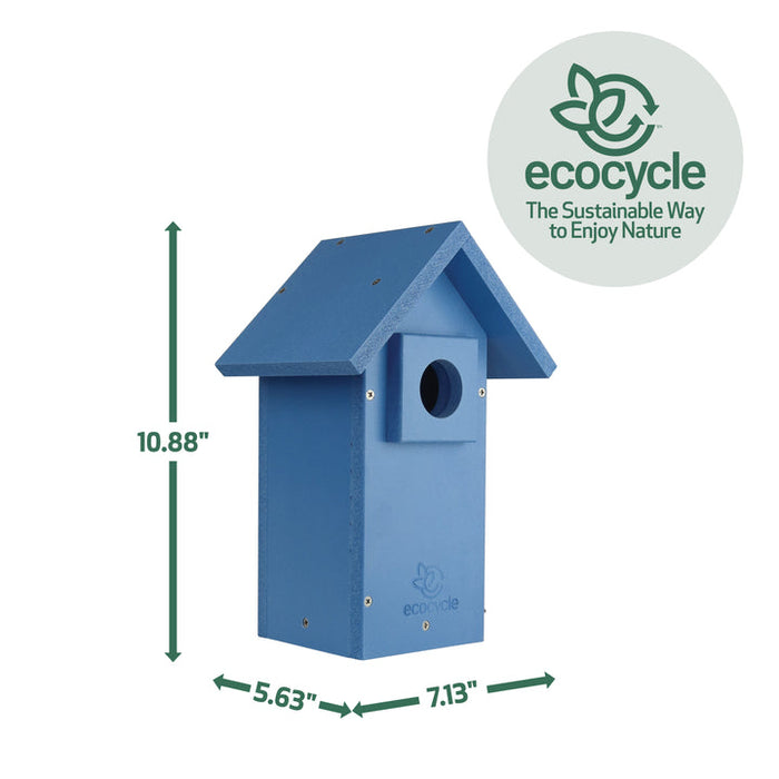 Nature's Way Bird Products Ecocycle Bluebird Bungalow Bird House, Blue
