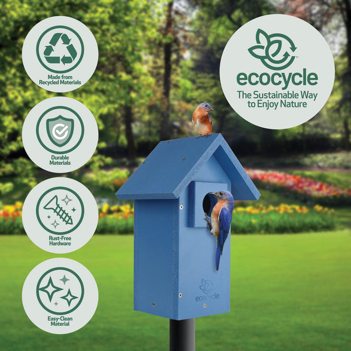Nature's Way Bird Products Ecocycle Bluebird Bungalow Bird House, Blue