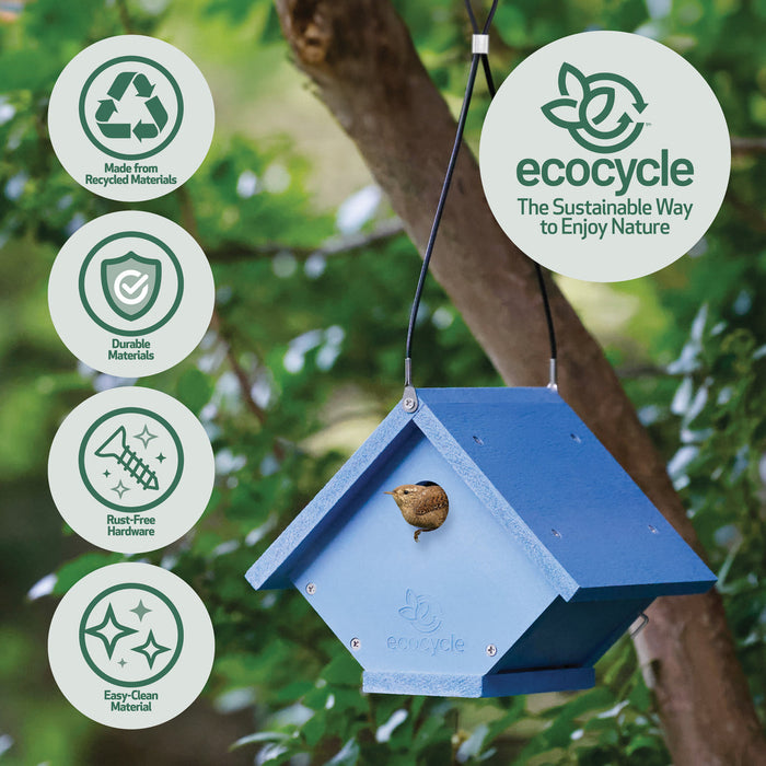 Nature's Way Bird Products Ecocycle Wren Roost Bird House, Blue