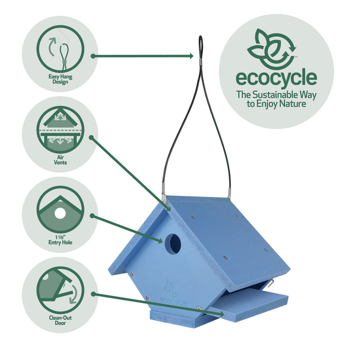 Nature's Way Bird Products Ecocycle Wren Roost Bird House, Blue
