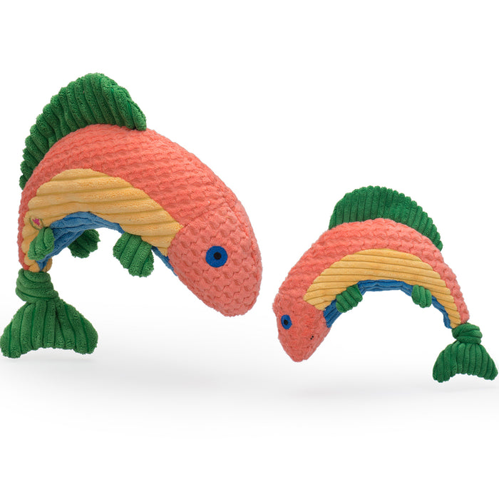 HuggleHounds Rauccous Rainbow Trout Knottie® Plush Dog Toy