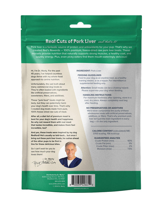 Dr Marty Reds Rewards Pork liver dog 8oz