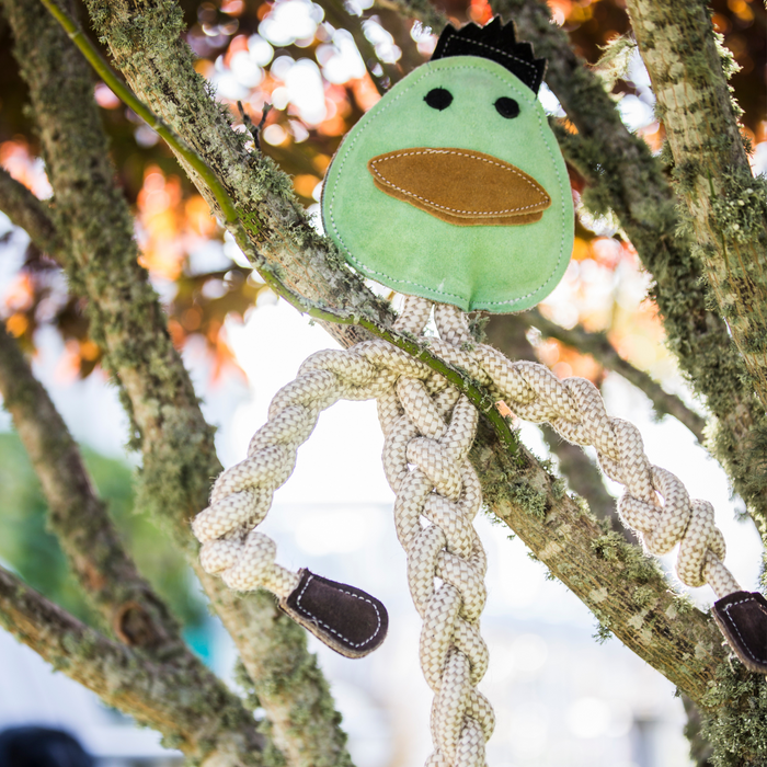 HuggleHounds Dilly Duck Natural Rope Knottie® Dog Toy, Large (9mm Diameter)