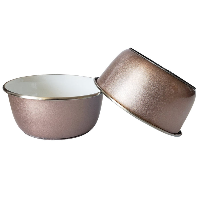 Deep Dog Bowl with Paw Print Design – Stainless Steel Bowl, Ideal for Small, Medium to Large Dogs – Rose Gold