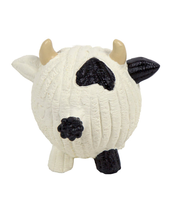 HuggleHounds Dottie Cow Ruff-Tex® Latex Ball Dog Toy, Large