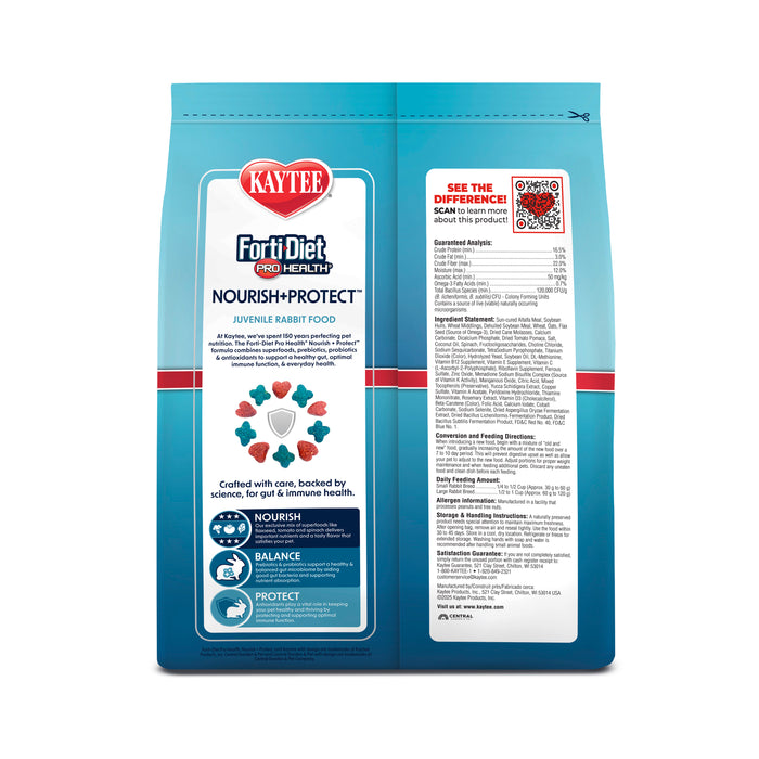Kaytee Forti-Diet Pro Health Nourish+Protect Juvenile Rabbit Food Alfalfa 3 Pounds