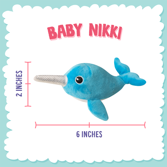 SnugArooz Baby Nikki the Narwhal Plush Dog Toy