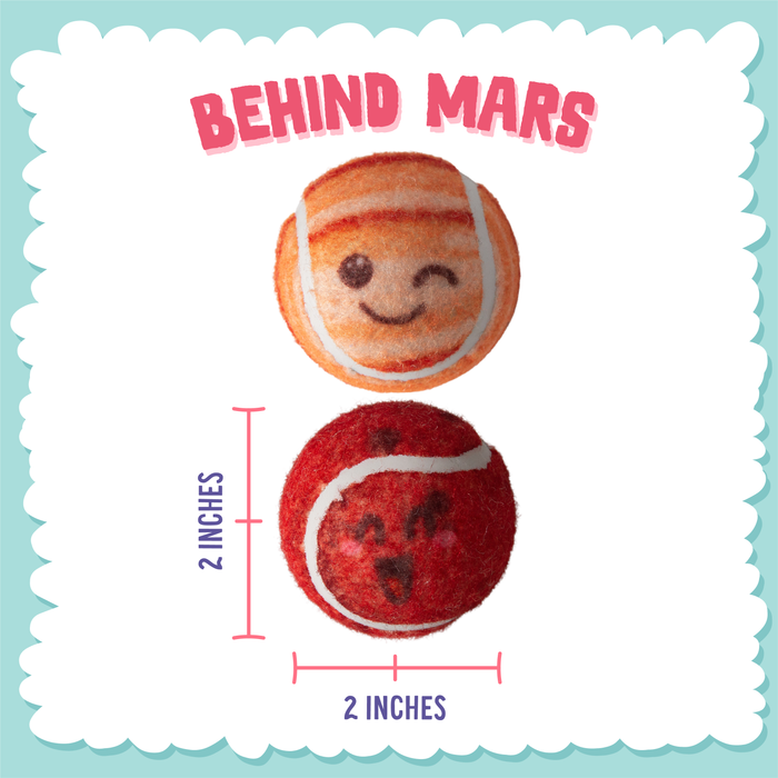 SnugArooz Behind Mars 2pk Tennis Squeaky Balls Dog Toy 2 Pk