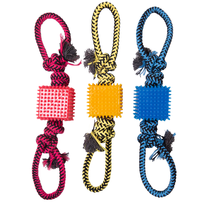 SnugArooz Baby Tug N Cube Rope Dog Toy (Assorted Colors) 16"