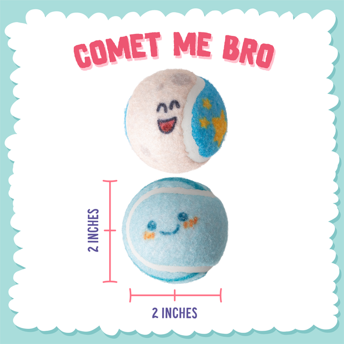 SnugArooz Comet Me, Bro 2pk Squeaky Tennis Balls Dog Toy