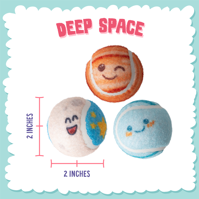 SnugArooz Deep Space 3pk Squeaky Tennis Balls Dog Toy