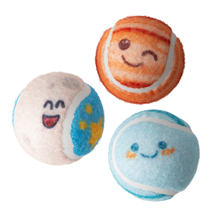 SnugArooz Deep Space 3pk Squeaky Tennis Balls Dog Toy