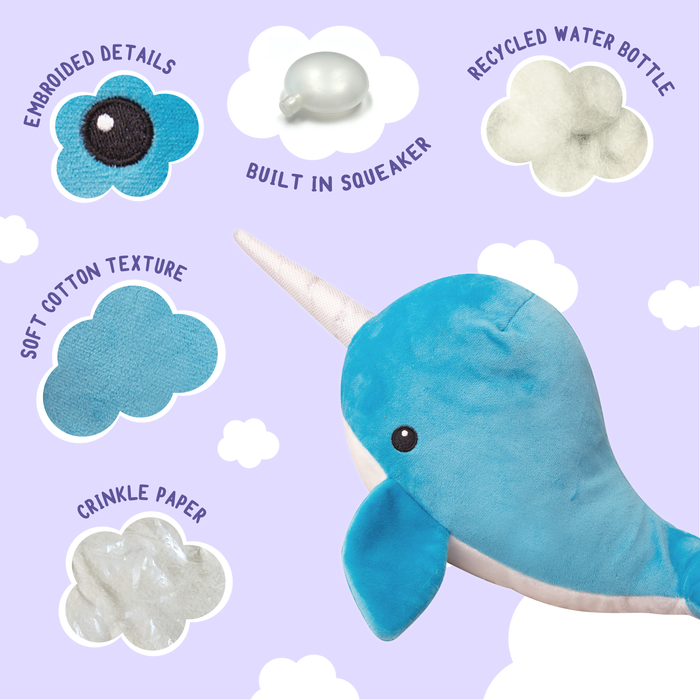 SnugArooz Nikki the Narwhal Plush Dog Toy