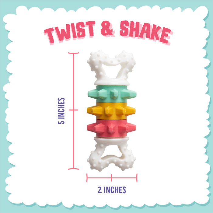 SnugArooz Twist & Shake Nylon Noisy Bone Dog Toy