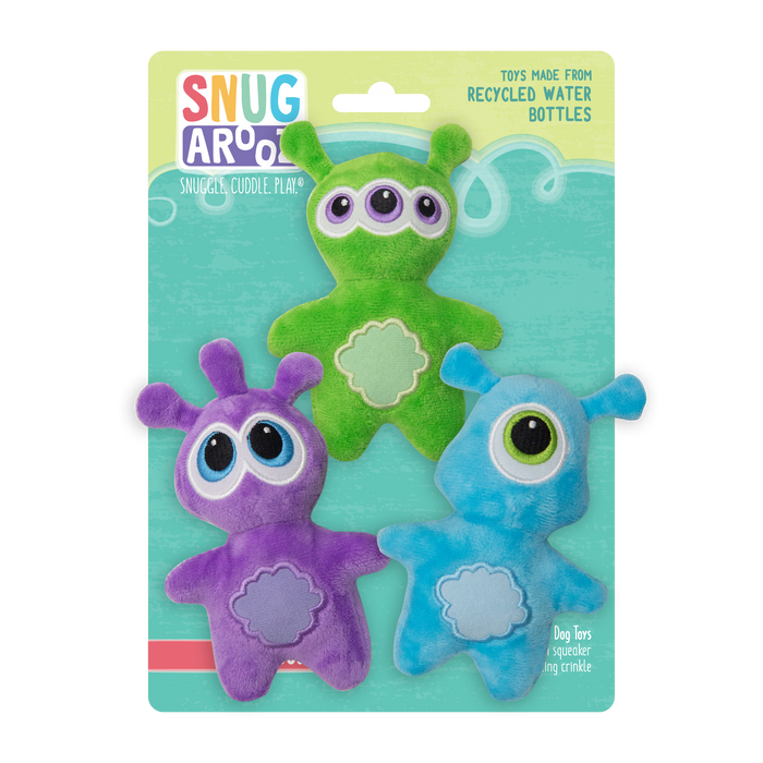 SnugArooz ooOOOooo Aliens 3 Pack Plush Dog Toy