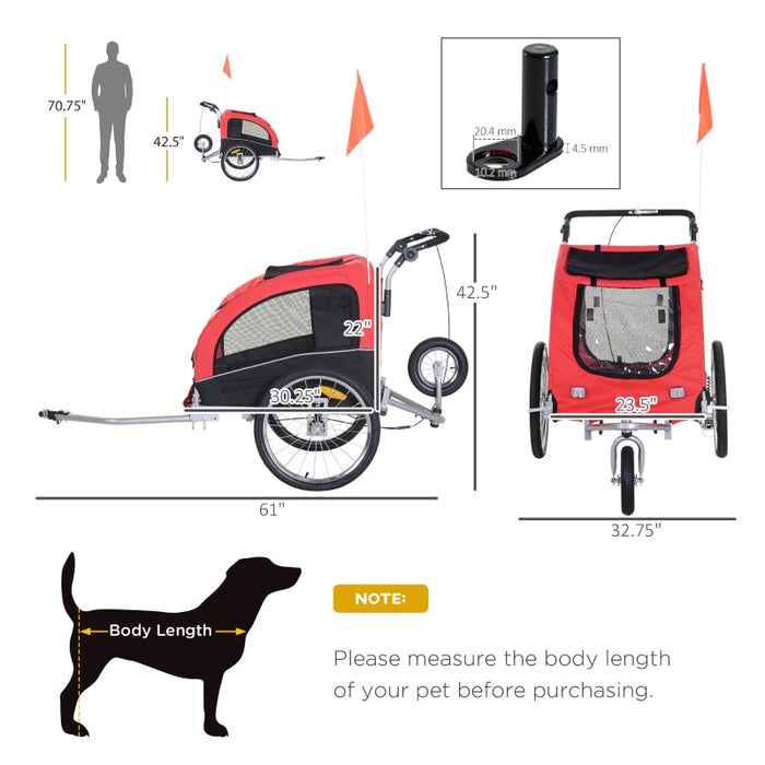 Furr Baby Gifts Pet Dog Bicycle Trailer Jogger with Suspension